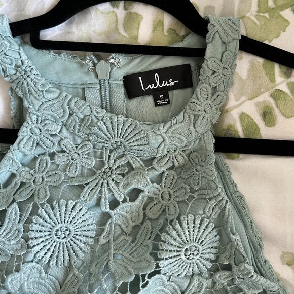Lulu's Love Poem Teal Lace Mini Dress (NBW) - Picture 3 of 6